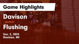 Davison  vs Flushing  Game Highlights - Jan. 3, 2024