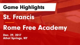 St. Francis  vs Rome Free Academy  Game Highlights - Dec. 29, 2017