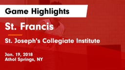 St. Francis  vs St. Joseph's Collegiate Institute Game Highlights - Jan. 19, 2018
