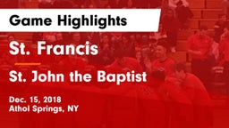 St. Francis  vs St. John the Baptist  Game Highlights - Dec. 15, 2018