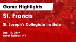 St. Francis  vs St. Joseph's Collegiate Institute Game Highlights - Jan. 14, 2019