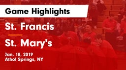 St. Francis  vs St. Mary's  Game Highlights - Jan. 18, 2019
