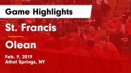 St. Francis  vs Olean  Game Highlights - Feb. 9, 2019