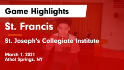 St. Francis  vs St. Joseph's Collegiate Institute Game Highlights - March 1, 2021