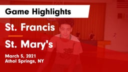 St. Francis  vs St. Mary's  Game Highlights - March 5, 2021