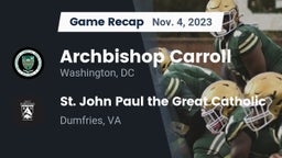 Recap: Archbishop Carroll  vs.  St. John Paul the Great Catholic  2023