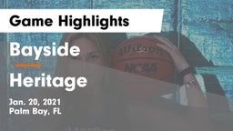 Bayside  vs Heritage  Game Highlights - Jan. 20, 2021