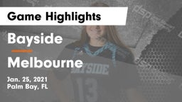 Bayside  vs Melbourne  Game Highlights - Jan. 25, 2021