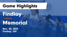 Findlay  vs Memorial  Game Highlights - Nov. 30, 2023
