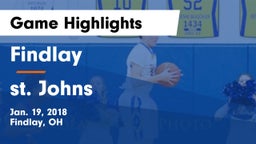 Findlay  vs st. Johns Game Highlights - Jan. 19, 2018