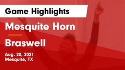 Mesquite Horn  vs Braswell  Game Highlights - Aug. 20, 2021