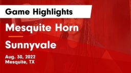 Mesquite Horn  vs Sunnyvale  Game Highlights - Aug. 30, 2022