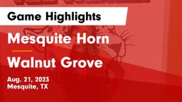 Mesquite Horn  vs Walnut Grove  Game Highlights - Aug. 21, 2023