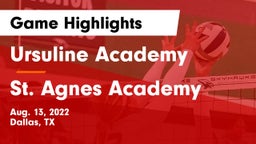Ursuline Academy  vs St. Agnes Academy  Game Highlights - Aug. 13, 2022
