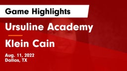 Ursuline Academy  vs Klein Cain  Game Highlights - Aug. 11, 2022