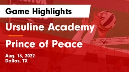 Ursuline Academy  vs Prince of Peace  Game Highlights - Aug. 16, 2022