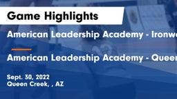 American Leadership Academy - Ironwood vs American Leadership Academy - Queen Creek Game Highlights - Sept. 30, 2022