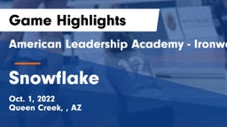 American Leadership Academy - Ironwood vs Snowflake  Game Highlights - Oct. 1, 2022