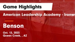 American Leadership Academy - Ironwood vs Benson  Game Highlights - Oct. 13, 2023