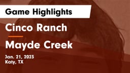 Cinco Ranch  vs Mayde Creek  Game Highlights - Jan. 21, 2023