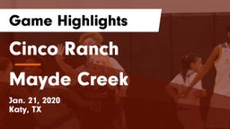 Cinco Ranch  vs Mayde Creek  Game Highlights - Jan. 21, 2020