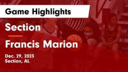 Section  vs Francis Marion  Game Highlights - Dec. 29, 2023