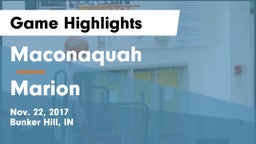 Maconaquah  vs Marion  Game Highlights - Nov. 22, 2017