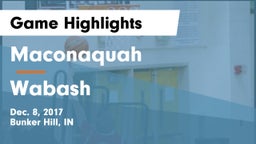 Maconaquah  vs Wabash  Game Highlights - Dec. 8, 2017