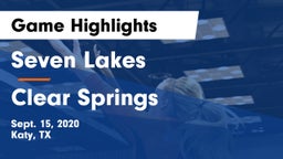 Seven Lakes  vs Clear Springs  Game Highlights - Sept. 15, 2020
