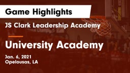 JS Clark Leadership Academy  vs University Academy Game Highlights - Jan. 6, 2021
