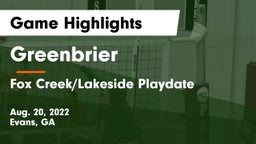 Greenbrier  vs Fox Creek/Lakeside Playdate Game Highlights - Aug. 20, 2022