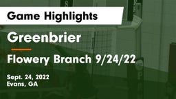 Greenbrier  vs Flowery Branch  9/24/22 Game Highlights - Sept. 24, 2022
