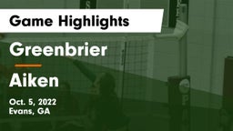 Greenbrier  vs Aiken  Game Highlights - Oct. 5, 2022