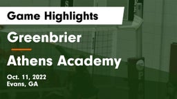Greenbrier  vs Athens Academy Game Highlights - Oct. 11, 2022