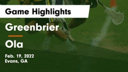Greenbrier  vs Ola  Game Highlights - Feb. 19, 2022