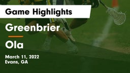 Greenbrier  vs Ola  Game Highlights - March 11, 2022