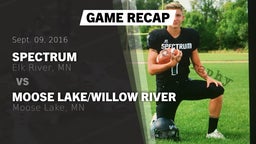 Recap: Spectrum  vs. Moose Lake/Willow River  2016