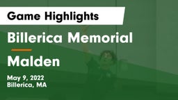 Billerica Memorial  vs Malden Game Highlights - May 9, 2022