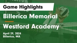Billerica Memorial  vs Westford Academy  Game Highlights - April 29, 2024