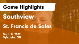 Southview  vs St. Francis de Sales  Game Highlights - Sept. 8, 2022