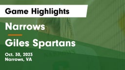 Narrows  vs Giles  Spartans Game Highlights - Oct. 30, 2023