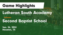 Lutheran South Academy vs Second Baptist School Game Highlights - Jan. 26, 2024