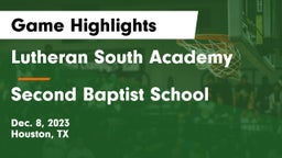 Lutheran South Academy vs Second Baptist School Game Highlights - Dec. 8, 2023