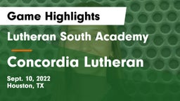 Lutheran South Academy vs Concordia Lutheran  Game Highlights - Sept. 10, 2022