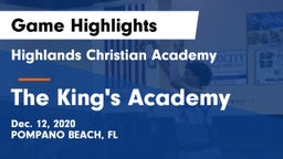 Highlands Christian Academy vs The King's Academy Game Highlights - Dec. 12, 2020