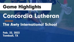 Concordia Lutheran  vs The Awty International School Game Highlights - Feb. 22, 2022