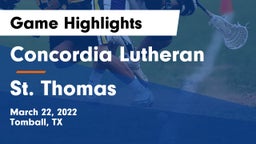 Concordia Lutheran  vs St. Thomas  Game Highlights - March 22, 2022
