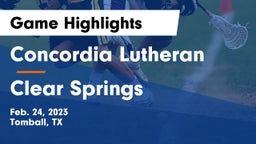Concordia Lutheran  vs Clear Springs  Game Highlights - Feb. 24, 2023