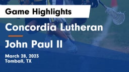 Concordia Lutheran  vs John Paul II  Game Highlights - March 28, 2023