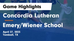 Concordia Lutheran  vs Emery/Wiener School Game Highlights - April 27, 2023